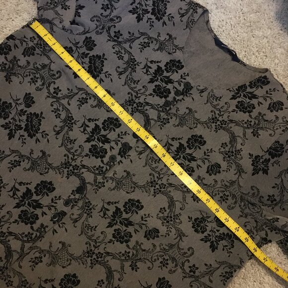 Vintage Penningtons Wallpaper Damask Print Short Sleeve Button Down Top - Picture 13 of 16